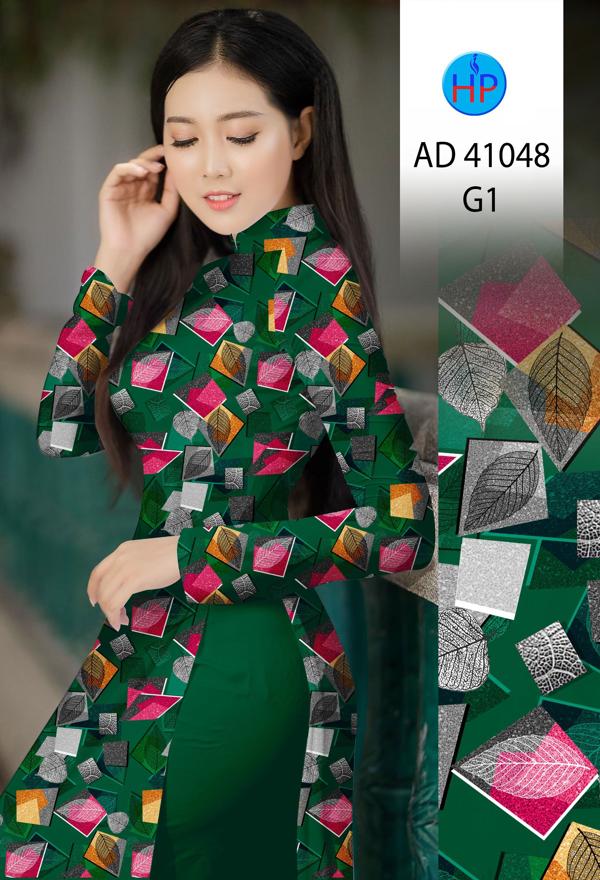 Vải Áo Dài In Hình Lá AD 41048 17